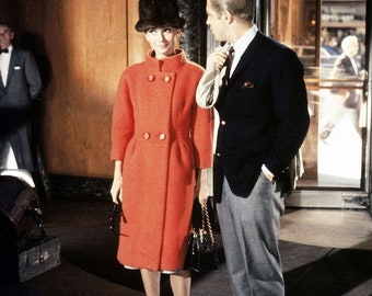Audrey Hepburn orange coat/ Breakfast at Tiffany's coat/ Holly Golightly orange coat/ 60s movie coat/ orange wool winter coat/ custom made
