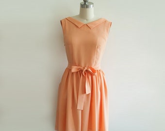 Audrey Hepburn Dress/ 60s Orange Dress/ 1960's vintage dress/ Custom made dress/ summer Dress/ Hollywood/ Paris as it sizzles/ Movie dress