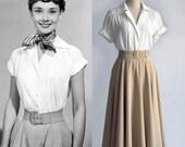 Audrey Hepburn Fashion Roman Holiday White Blouse Pleated Blouse Women Blouse 1950 39 s Custom Made Top Gift for woman