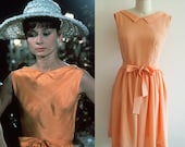 Audrey Hepburn Dress 60s Orange Dress 1960 39 s Custom made dress Casual Dress Hollywood Paris as it sizzles Movie dress