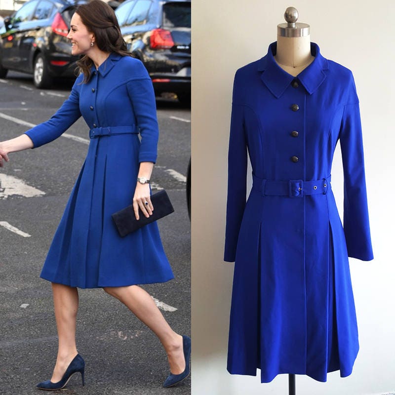 Kate Middleton Blue Coat Dress/ Eponine Inspired/ Duchess of | Etsy