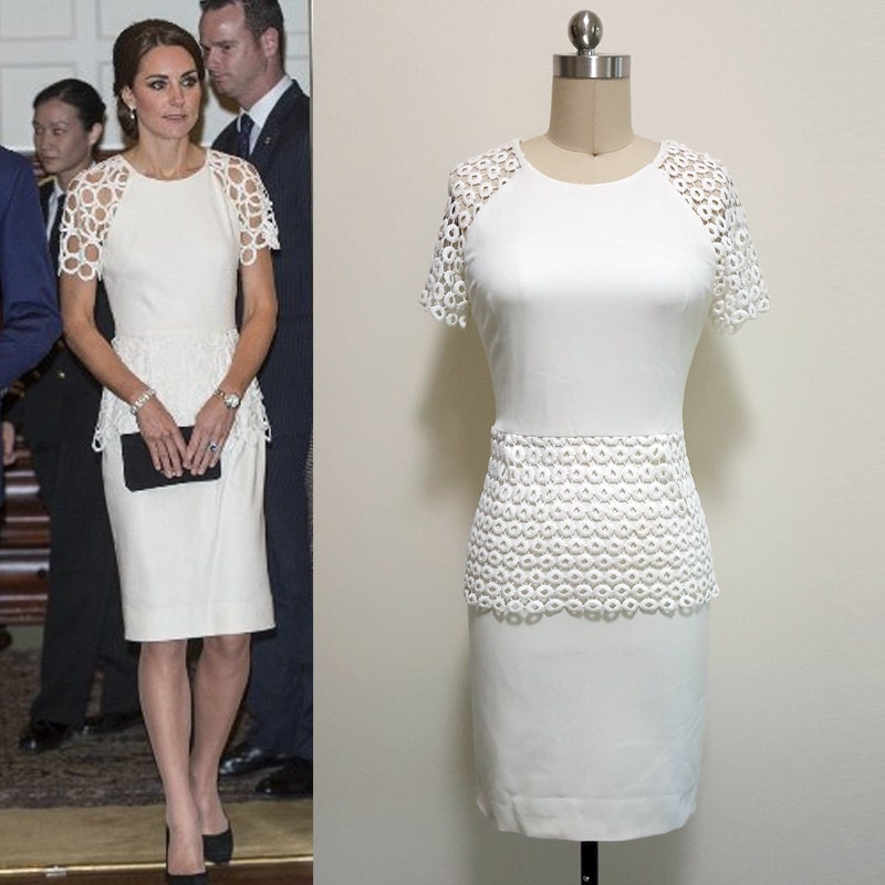 Kate Middleton Dress/ Lace Dress/ Peplum Work dress/ White | Etsy