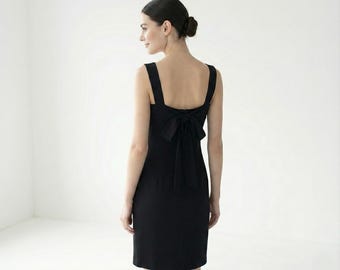 holly golightly black dress Holly Cotton & Satin Black Dress – Audrey Glam