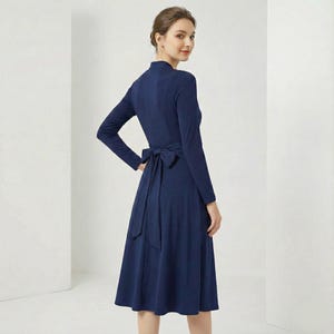Blue wrap knit dress/ Kate Middleton Engagement Dress/ Duchess of Cambridge Dress/ Jersey Knit Dress/ custom dress/ Wedding wrap dress image 3