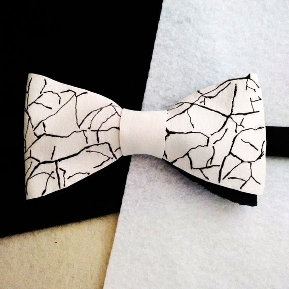 Black Textured Leather Bow Tie Black Textured Leather Bow Tie