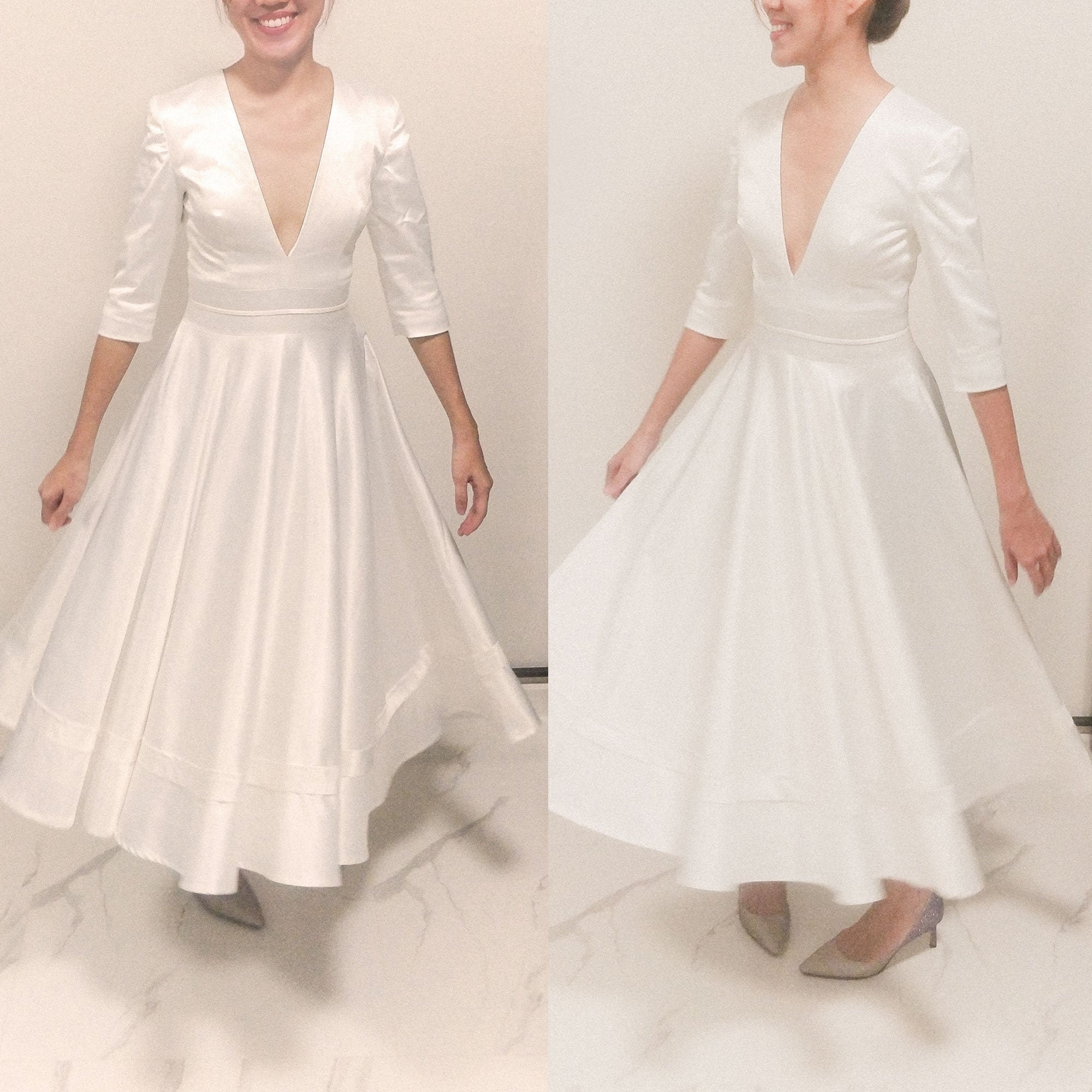 Tea Length Vintage Style Wedding Dress 