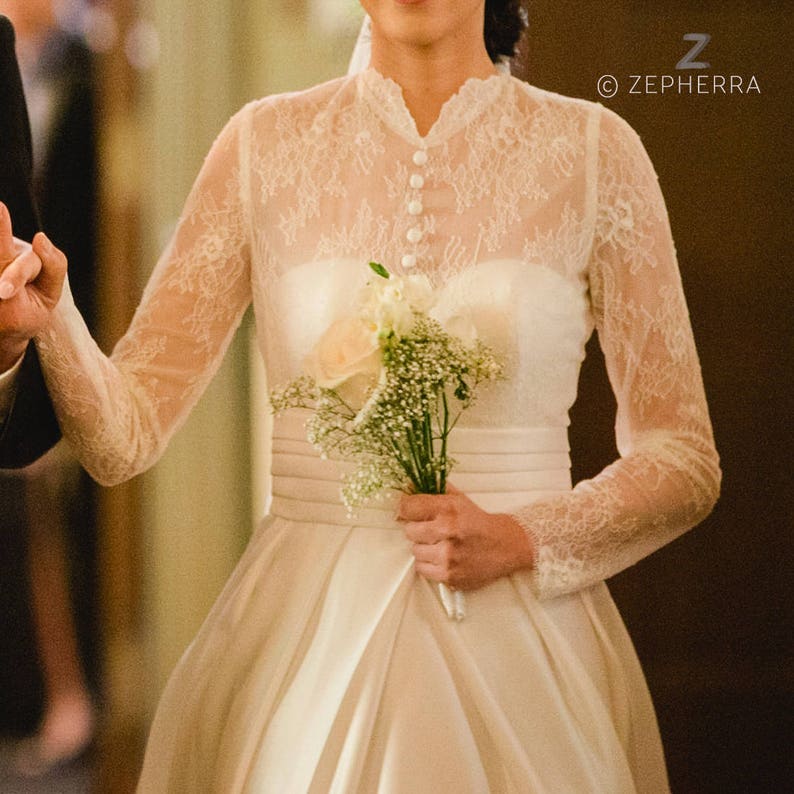 Grace Kelly Wedding Dress/ Vintage 50s wedding gown/ Long