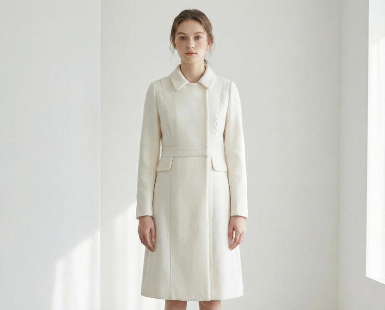 Kate Mittleres 2018 Mantel Kleid/ Weißer Mantel Kleid/ Weißer Mantel/ Wintermantel/ Mantel Kleid nach Maß/ Weißer Mantel Bild 1
