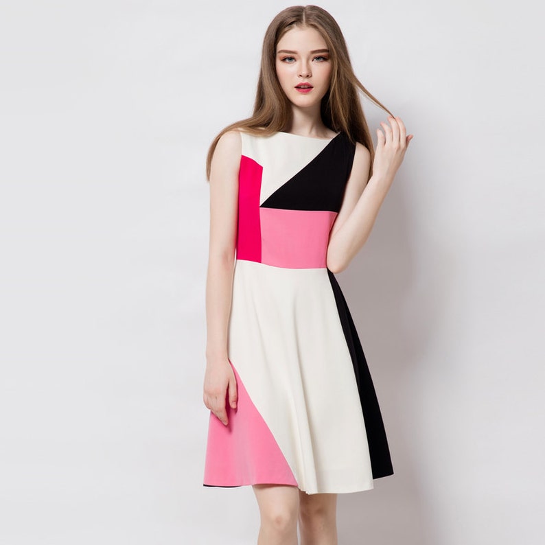 Skater dress/ Modern dress/ asymmetrical /elegant dress/ Custom made dress/ Geometric dress/ Petite/ Plus size image 1