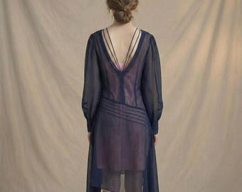 Queenie Goldstein Inspired Fantastic Beasts dress, 1920s Vintage Style: Handmade Georgette Flapper Dress