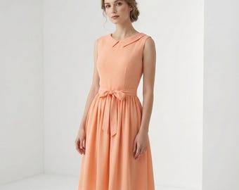 Audrey Hepburn-klänning / Orange klänning från 60-talet / Vintageklänning från 1960-talet / Specialtillverkad klänning / Sommarklänning / Hollywood / Paris när det fräser / Filmklänning