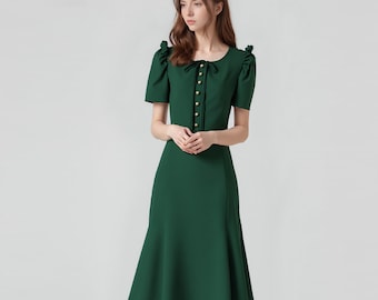 Kate Middleton Emerald Green Dress inspired/ Custom made dress/ Royal Canada Tour/ Duchess of Cambridge/ Bridal midi dress/ Custom in white