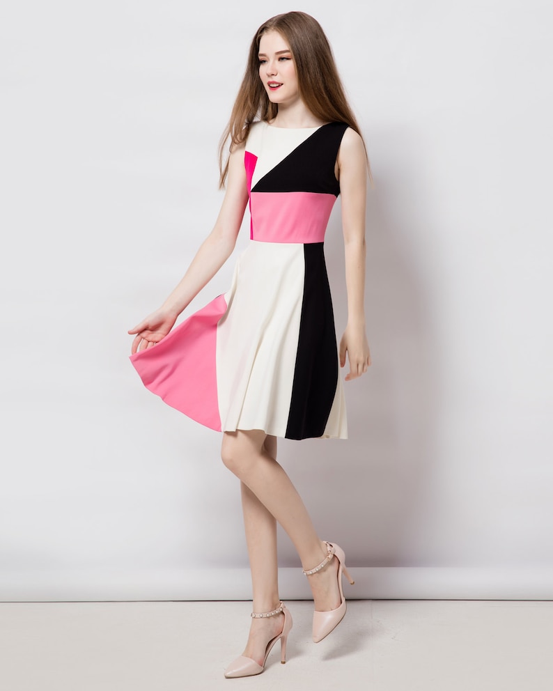 Skater dress/ Modern dress/ asymmetrical /elegant dress/ Custom made dress/ Geometric dress/ Petite/ Plus size image 2