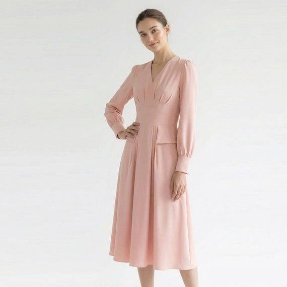 Kate Middleton Blush Pink Bridesmaid Dress: V-neck Peplum Wedding Guest Dress (size S) - Etsy Kate Middleton Blush Pink Bridesmaid Dress: V-neck Peplum Wedding Guest Dress (size S) - Etsy