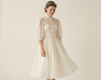 Audrey Hepburn 1950s Wedding Dress/ Vintage wedding dress/ Mel Ferrer wedding/ Silk Organza gown/ Fit & Flare/ Custom made dress
