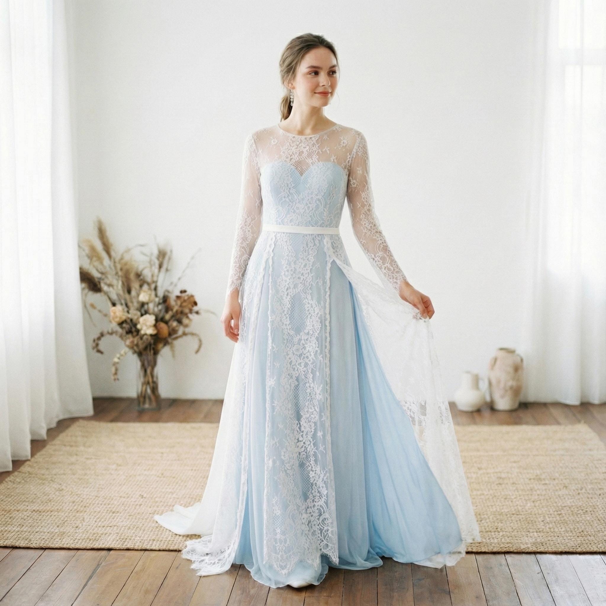 Illusion Sleeve Wedding Dress - Etsy
