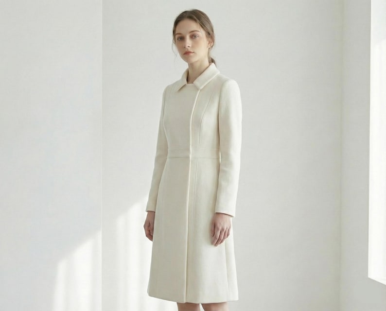 Kate Mittleres 2018 Mantel Kleid/ Weißer Mantel Kleid/ Weißer Mantel/ Wintermantel/ Mantel Kleid nach Maß/ Weißer Mantel Bild 2