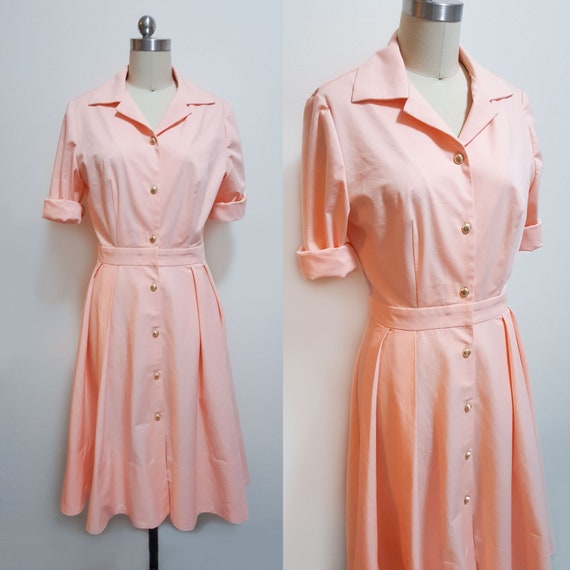 Monte Carlo Movie Dress/ Peach Dress/ Orange Shirtdress/ Leighton Meester  Orange Dress/ 1940s Shirt Dress/ Summer Dress/ Sun Dress/ Custom 