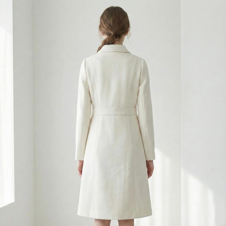 Kate Mittleres 2018 Mantel Kleid/ Weißer Mantel Kleid/ Weißer Mantel/ Wintermantel/ Mantel Kleid nach Maß/ Weißer Mantel Bild 3