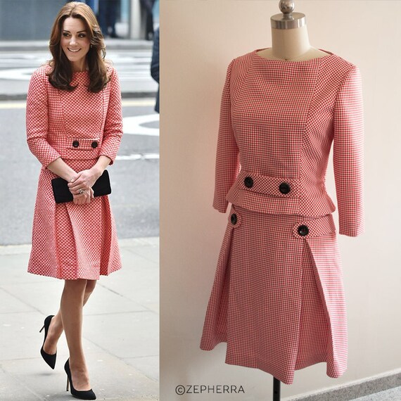 1960s dress/ Kate Middleton checkered gingham dress/ Eponine | Etsy