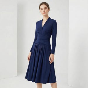 Blue wrap knit dress/ Kate Middleton Engagement Dress/ Duchess of Cambridge Dress/ Jersey Knit Dress/ custom dress/ Wedding wrap dress image 2