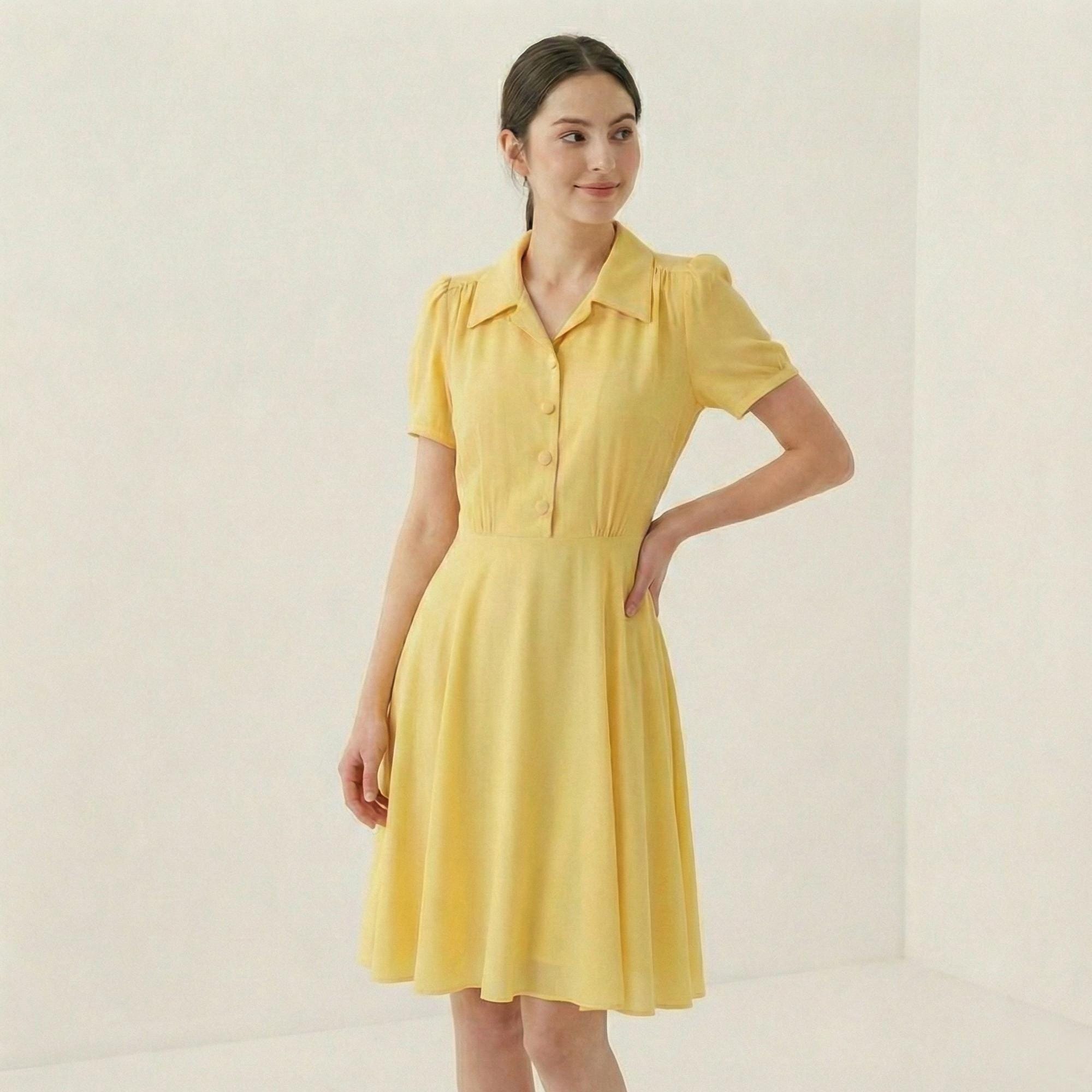 Yellow Fit And Flare Dress