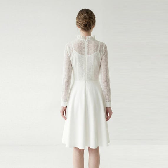 strapless lace high low dress Strut & Bolt Eyelet Strapless Midi Dress for Women in White at Glik's , L main image 0