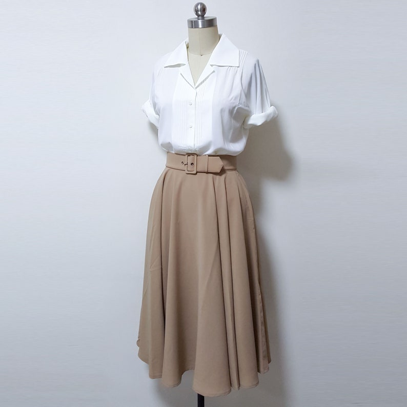 Audrey Hepburn skirt/ Roman Holiday Circular Skirt/ Vintage 50s skirt/ Swing skirt with belt/ 1950's movie/ Princess Ann/ Custom made skirt image 4