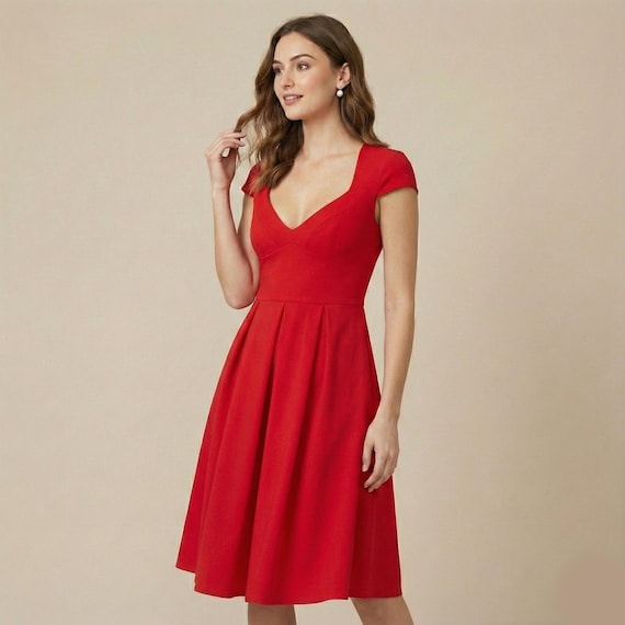 Red 1950s Swing Dress: 'me Before You' Inspired Gown, Custom Made - Etsy UK