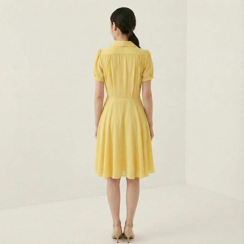 Kate Middleton/ Yellow Summer dress/ Fit and flare dress/ Summer casual dress/ 1950s dress/ Flare shirtdress/ Custom made dress image 4