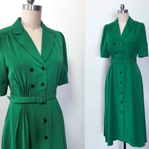 Kate Middleton Emerald Green Shirtdress/ Summer dress/ Midi shirtdress/ retro shirtdress/ summer green dress/ custom dress