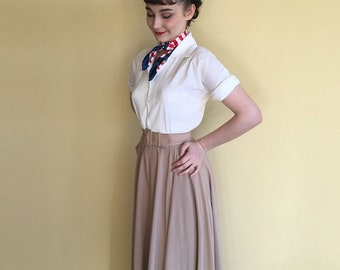 Audrey Hepburn Shirt/ Roman Holiday Pleated Blouse/ 1950s Blouse/ summer blouse/ audrey hepburn top/ movie style/ Princess Ann blouse