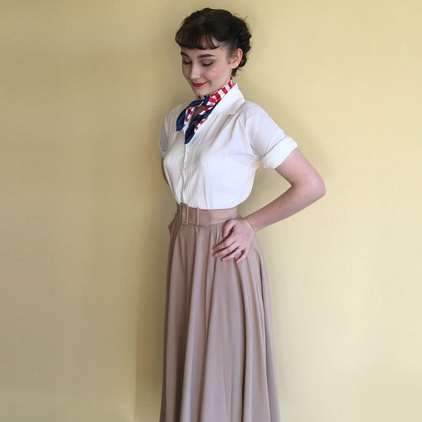 Audrey Hepburn Shirt/ Roman Holiday Pleated Blouse/ 1950s Blouse/ summer blouse/ audrey hepburn top/ movie style/ Princess Ann blouse