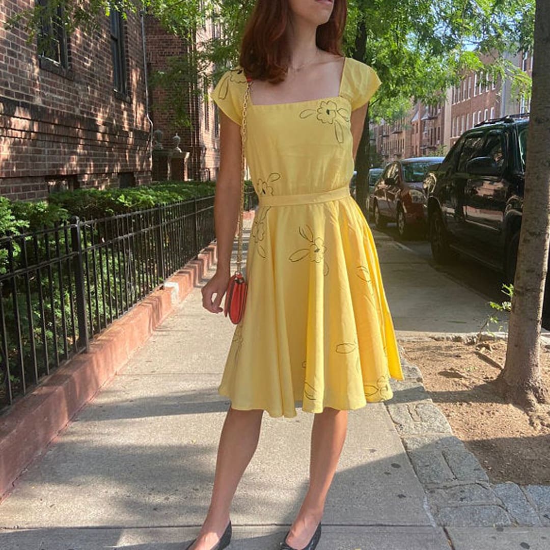 vintage american sleeve yellow dress - ロングワンピース/マキシワンピース