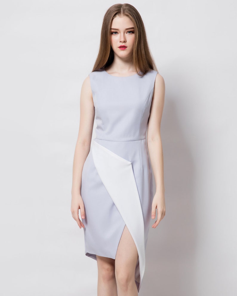 Work dress/ Modern dress/ asymmetrical dress/ Wrap dress/ elegant dress/ Custom made dress/ Geometric dress/ Petite/ Plus size image 2