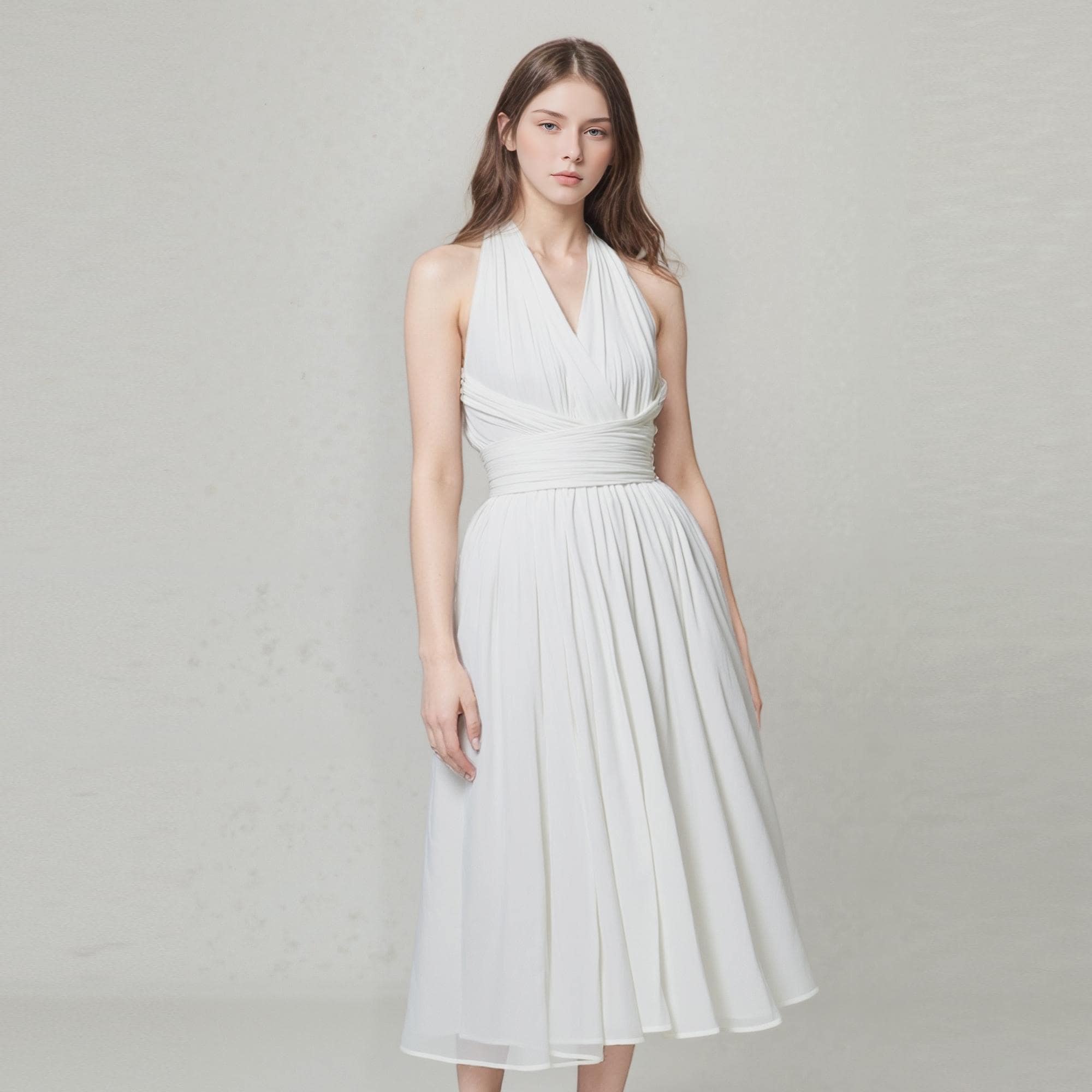 White halter neck dress/ 1955 The Seven Year Itch inspired dress/ Iconic white dress/ short bridal dress/ wedding gown/ Custom made dress
