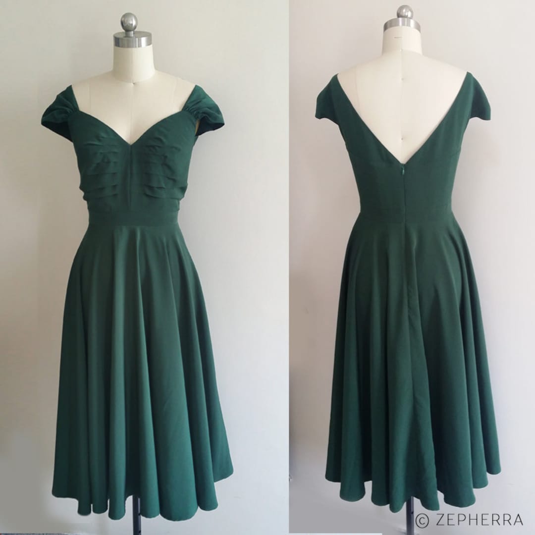 Emerald Green Swing Dress: Emma Stone Inspired 60s Retro Style