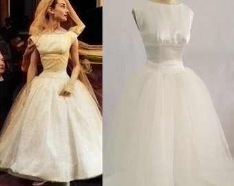 Funny Face Wedding Dress/ Audrey Hepburn Wedding Dress/ 1950s Wedding Dress/ tea length gown/ Custom made dress/ movie dress/ Tulle gown