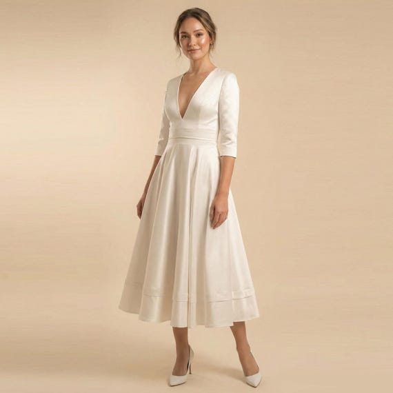 white christmas dresses Cotton Eyelet V-neck 