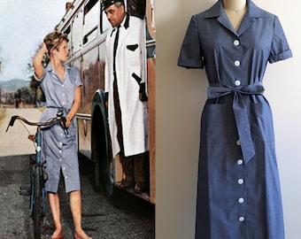 Bridget Bardot chambray shirt dress/ denim dress/ God created woman/ Vintage 50s/ Blue Shirt Dress/ Hollywood Glamour/ Tailored Dress/ movie