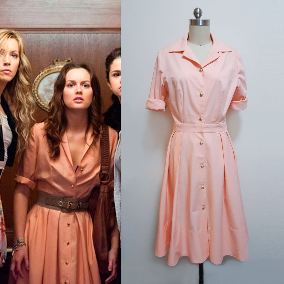 Zepherra Monte Carlo Movie Dress Peach Dress Orange shirtdress Leighton Meester Orange Dress 1940s Shirt Dress Summer Dress Sun Dress Custom