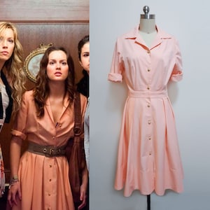 Monte Carlo Movie dress/ Peach dress/ Orange shirtdress/ Leighton Meester Orange Dress/ 1940s shirt dress/ Summer dress/ sun dress/ custom