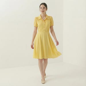Kate Middleton/ Yellow Summer dress/ Fit and flare dress/ Summer casual dress/ 1950s dress/ Flare shirtdress/ Custom made dress image 3