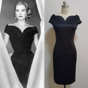 Grace Kelly black dress/ rear window dress/ midi evening Dress/ Vintage 50s/ 1950's Little Black Dress/ Custom made dress/ Hollywood Glamour