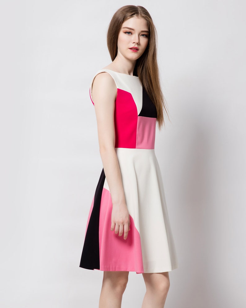 Skater dress/ Modern dress/ asymmetrical /elegant dress/ Custom made dress/ Geometric dress/ Petite/ Plus size image 3
