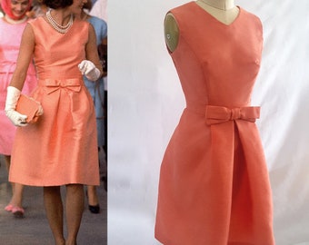 Jackie Kennedy Orange Dress/ Jackie O Dress/ 1960s/ Vintage inspired Dress/ Cocktail Dress/ 60s Dress/ Custom made dress/ Mother of bride