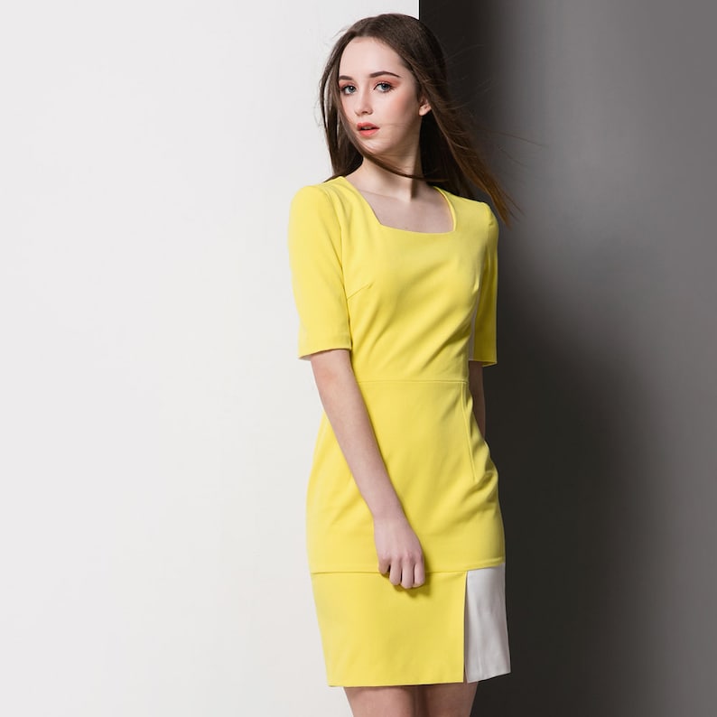 Yellow Colorblock Dress