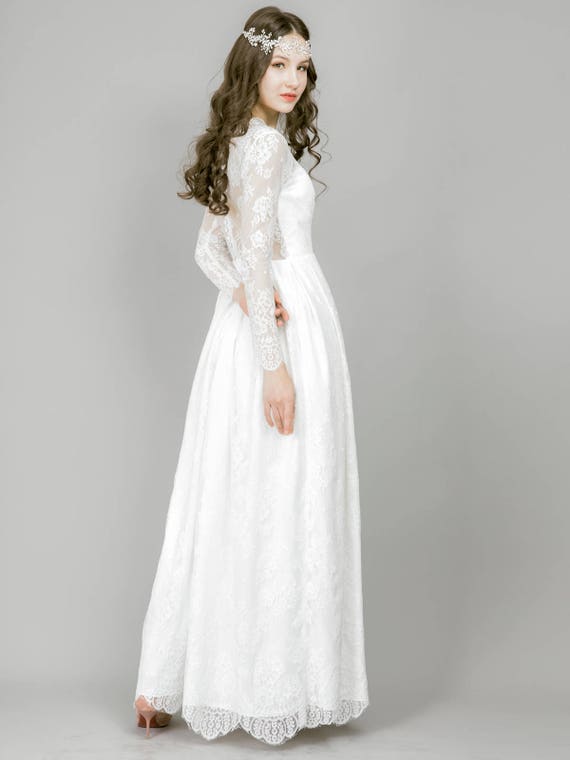 Manches Longues Robe De Mariee Robe De Mariage Boheme Robe Blanche En Dentelle De Mariage Boheme Vintage Robe De Mariage De Mariage En