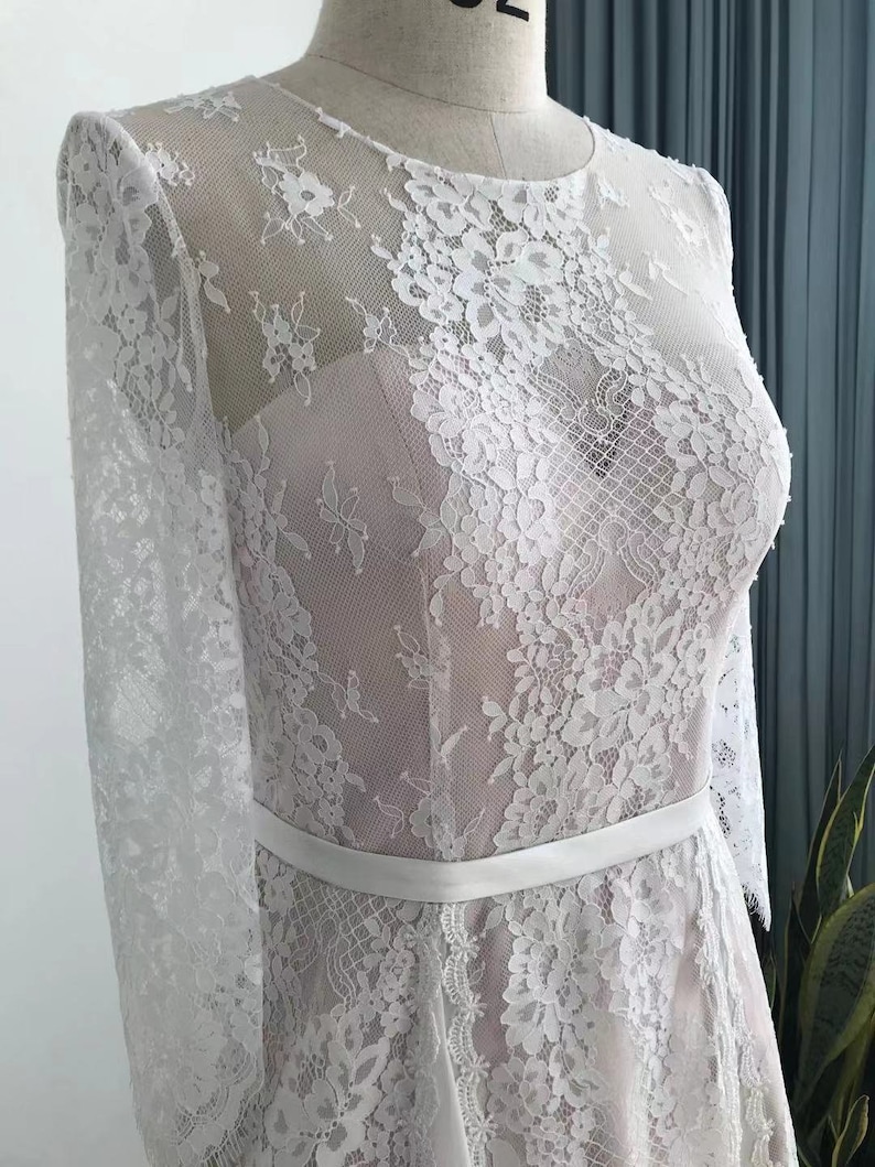 Boho Wedding Dress/ White Lace Dress/ Bohemian wedding/ Lace wedding dress/ Vintage Wedding/ long sleeve wedding dress / Custom made to fit image 4