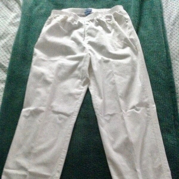 Women's Vintage Koret Slacks Pants, White size 12, Cotton Poly Spandex *CL*